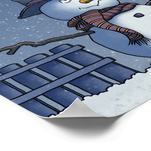 Poster Snowman avec oiseau (Coin)