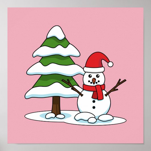 Poster Snowman avec Snowman Pine Tree (Devant)