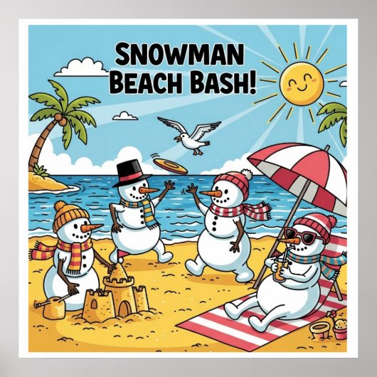 Poster Snowman Beach Bash (Devant)