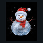 Poster Snowman Christmas Retro Santa Hat Disco Ball Match<br><div class="desc">Snowman Christmas Retro Santa Hat Disco Ball Matching Famille</div>