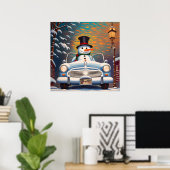 Poster Snowman dans une voiture convertible (Bureau à domicile)