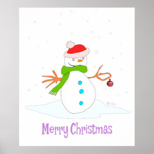 Poster Snowman de Noël ・ Soirée de fête ・ Gree de neige
