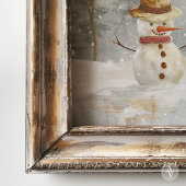 Poster Snowman d'hiver peinture de la scène de Noël rusti