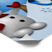 Poster Snowman et Reindeers dansent sous les arbres (Coin)