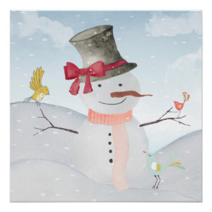 Poster Snowman et Winter Woodland Friends