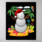 Poster Snowman Golfer Tee Noël Été En Juillet Fête (Devant)