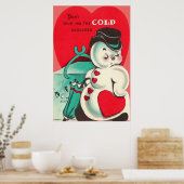 Poster Snowman Ice Tongs Coeur Parapluie Saint Valentin (Cuisine)