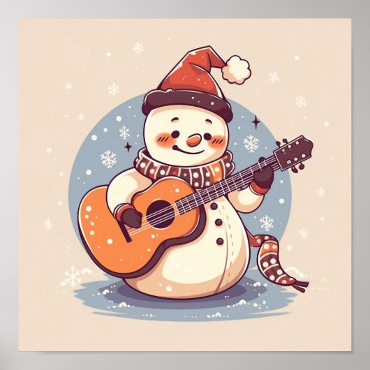 Poster Snowman jouant de la guitare (Devant)