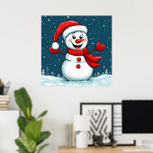 Poster Snowman joyeux à Santa Hat avec Écharpe (Bureau à domicile)
