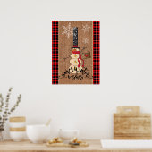 Poster Snowman Joyeux Noël avec Plaid et Burap (Cuisine)