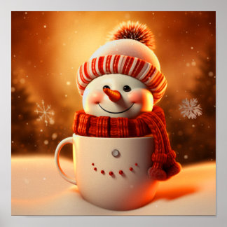 Poster Snowman mignon habillé