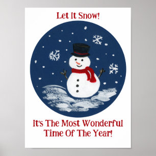 Poster Snowman Red Merveilleux temps année PERSONNALISER