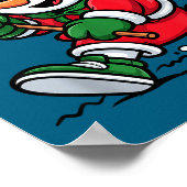 Poster Snowman Santa Hat Playing Lacrosse Christmas Playe (Coin)