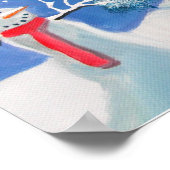 Poster Snowman scène d'hiver folk art peinture (Coin)