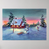 Poster SNOWMAN & SLED par SHARON SHARPE (Devant)