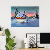 Poster SNOWMAN & SLED par SHARON SHARPE (Bureau à domicile)