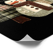 Poster Snowman Trees Patchwork Plaid Trees Rustic Christm (Coin)