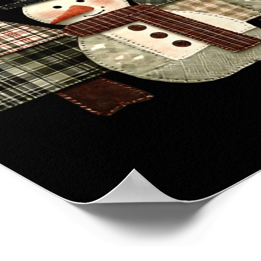 Poster Snowman Trees Patchwork Plaid Trees Rustic Christm (Coin)