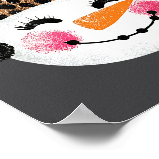 Poster Snowman With Santa Hat And Leopard Pattern  (Coin)