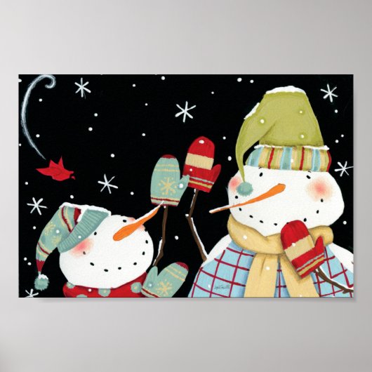 Poster Snowmen moderne avec Mittens (Devant)