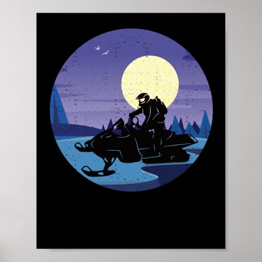Poster Snowmobile winter snowmobile ice landscape (Devant)