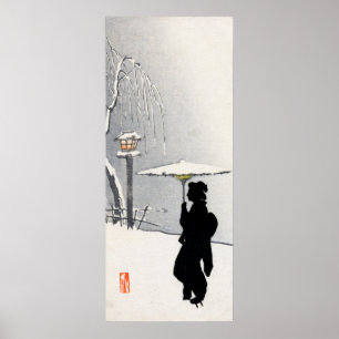 Poster Snowscape et Geisha japonais