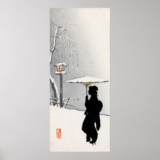 Poster Snowscape et Geisha japonais (Devant)