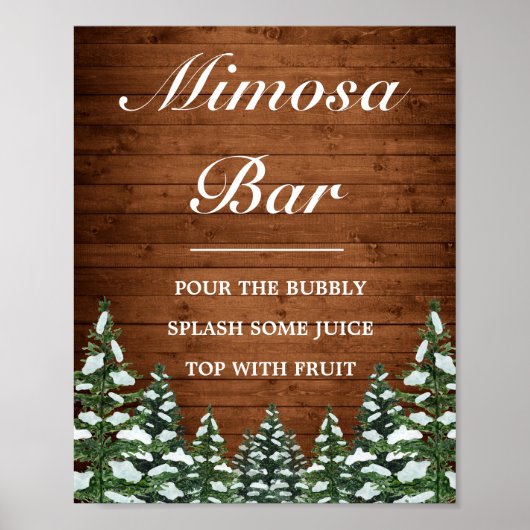 Poster Snowwood & Forest Pines Mimosa Bar Mariage (Devant)