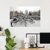 Poster Snowy Amsterdam dans la Pays-Bas en hiver (Bureau à domicile)