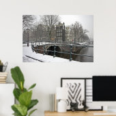 Poster Snowy Amsterdam dans la Pays-Bas en hiver (Bureau à domicile)