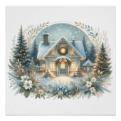 Poster Snowy Cottage Glow Scene (Devant)