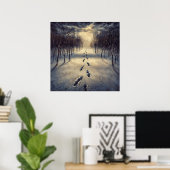 Poster Snowy Footprint Path - Melancholy Painterly Style (Bureau à domicile)