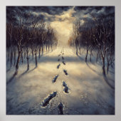 Poster Snowy Footprint Path - Melancholy Painterly Style (Devant)