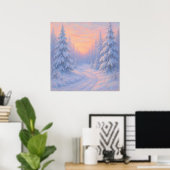 Poster Snowy Forest Path - Pastel Painting Style (Bureau à domicile)