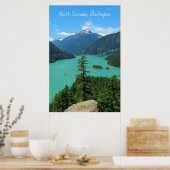 Poster Snowy Mountain Turquoise Lake à Washington (Cuisine)
