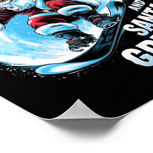 Poster Snowy Spins Père Noël Grinds Snowboard Noël Sno (Coin)