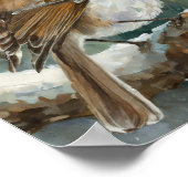 Poster Snowy Winter Bird Modern Art (Coin)