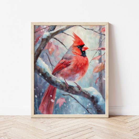 Poster Snowy Winter Cardinal Modern Art