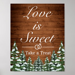 Poster Snowy Wood & Forest Mariage campagnard Symbole pré
