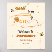 Poster So Sweet To Bee One Honey Bee 1st Birthday Welcome (Devant)