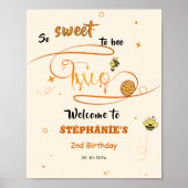 Poster So Sweet To Bee Two Honey Bee 2nd Birthday Welcome (Devant)