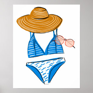 Poster Soak up the Sun - Blue Swimsuit
