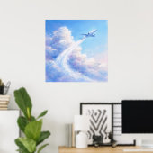 Poster Soaring Plane - Pastel Painting Style Art (Bureau à domicile)
