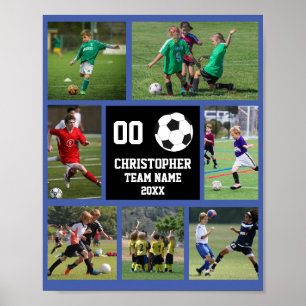 Poster Soccer 7 photo collage Bleu nom de l'équipe affich
