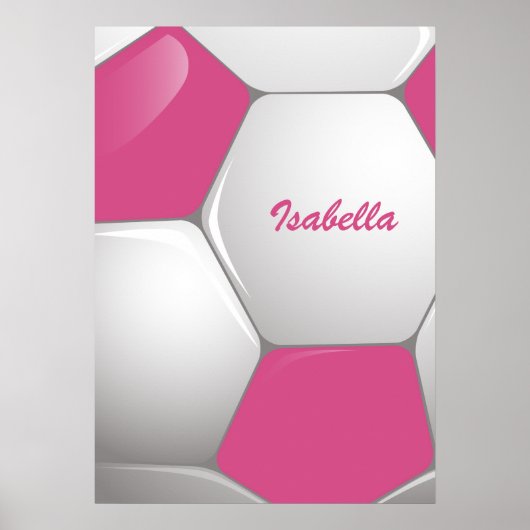 Poster Soccer Ball Pink and White (Devant)