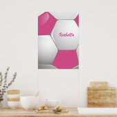 Poster Soccer Ball Pink and White (Cuisine)