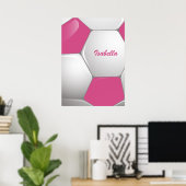Poster Soccer Ball Pink and White (Bureau à domicile)