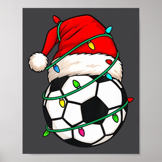 Poster Soccer With Santa Hat Funny Christmas Xmas Gift  (Devant)