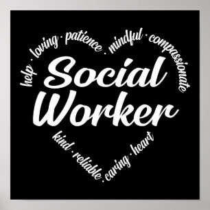 Poster Social Worker Heart Word Cloud