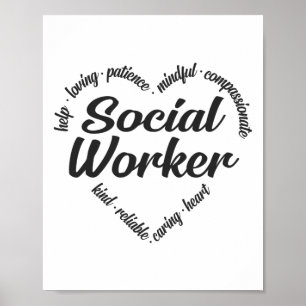 Poster Social Worker Heart Word Cloud